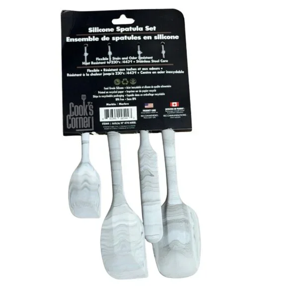 Marble Style Silicone Spatula Set 4pc Kitchen Cooking Utensils Heat Resistant - Picture 3 of 6